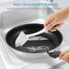 imageSetSail Dish Brush with Handle 2 Pack Stiff Bristles Dish Scrubber with Builtin Scraper Dish Scrub Brushes for Cleaning Dishes Pots and Pans Kitchen SinkBlackwhite