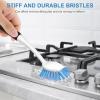 imageSetSail Dish Brush with Handle 2 Pack Stiff Bristles Dish Scrubber with Builtin Scraper Dish Scrub Brushes for Cleaning Dishes Pots and Pans Kitchen SinkBlackblue