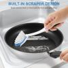 imageSetSail Dish Brush with Handle 2 Pack Stiff Bristles Dish Scrubber with Builtin Scraper Dish Scrub Brushes for Cleaning Dishes Pots and Pans Kitchen SinkBlackblue