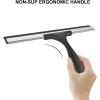 imageSetSail Shower Squeegee for Glass Doors Stainless Steel Squeegee for Shower Glass AllPurpose Window Squeegee for Tile Shower Walls Bathroom Sink Mirror Car Window Cleaning 12 InchesSilverblack