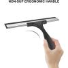 imageSetSail Shower Squeegee for Glass Doors Stainless Steel Squeegee for Shower Glass AllPurpose Window Squeegee for Tile Shower Walls Bathroom Sink Mirror Car Window Cleaning 12 InchesSilverblack