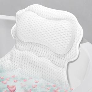 imageSetSail Bath Pillow Relaxing Bath Pillows for Tub Neck and Back Support Soft 4D Breathable Air Mesh Ergonomic Bathtub Pillow with 6 Strong Suction Cups and Hook Luxury Bathroom AccessoriesGreyWhite1