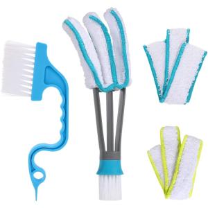 imageSetSail Blind Duster Blind Cleaner Duster and Brush Kit with 2pcs Removable Microfiber Sleeves Groove Gap Cleaning Tool for Household Cleaning Window Blind Cleaning Air Conditioner CleanerDusterbrush