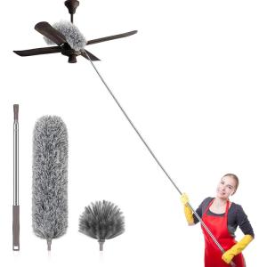 imageSetSail ExtraLong Dusters with Extension Pole 100inch for Cleaning Bendable Microfiber Head Washable Ceiling Fan Duster for High Ceilings FurnitureCobweb BrushDuster