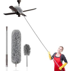 imageSetSail ExtraLong Dusters with Extension Pole 100inch for Cleaning Bendable Microfiber Head Washable Ceiling Fan Duster for High Ceilings FurnitureMini Duster Set