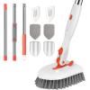imageSetSail Floor Scrub Brush 3In1 Tile Tub Floor Scrubber with 52inch Adjustable Long Handle Shower Cleaner Brush and 3 Detachable Replacement Brush Heads for Cleaning Bathroom Kitchen Walls Tub TileOrange
