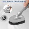 imageSetSail Floor Scrub Brush 3In1 Tile Tub Floor Scrubber with 52inch Adjustable Long Handle Shower Cleaner Brush and 3 Detachable Replacement Brush Heads for Cleaning Bathroom Kitchen Walls Tub TileGray