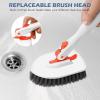 imageSetSail Floor Scrub Brush 3In1 Tile Tub Floor Scrubber with 52inch Adjustable Long Handle Shower Cleaner Brush and 3 Detachable Replacement Brush Heads for Cleaning Bathroom Kitchen Walls Tub TileOrange
