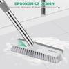 imageSetSail Floor Scrub Brush with 51Inch Long Adjustable Handle 2 in 1 Scrape Brush Stiff Bristle Floor Scrubber for Cleaning Shower Bathroom Garage Kitchen Wall Deck Tub TileWhiteGrey10in