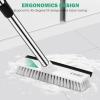 imageSetSail Floor Scrub Brush with 51Inch Long Adjustable Handle 2 in 1 Scrape Brush Stiff Bristle Floor Scrubber for Cleaning Shower Bathroom Garage Kitchen Wall Deck Tub TileWhiteBlack12in