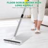 imageSetSail Floor Scrub Brush with 51Inch Long Adjustable Handle 2 in 1 Scrape Brush Stiff Bristle Floor Scrubber for Cleaning Shower Bathroom Garage Kitchen Wall Deck Tub TileWhiteBlack10in