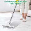 imageSetSail Floor Scrub Brush with 51Inch Long Adjustable Handle 2 in 1 Scrape Brush Stiff Bristle Floor Scrubber for Cleaning Shower Bathroom Garage Kitchen Wall Deck Tub TileWhiteGrey10in
