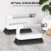 imageSetSail Scrub Brush Heavy Duty Cleaning Brushes with Handle Comfort Grip Shower Scrubber for Cleaning Bathroom Tub Kitchen Sink Floor Carpet 2 Pack BlueGrey2 Pack