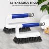 imageSetSail Scrub Brush Heavy Duty Cleaning Brushes with Handle Comfort Grip Shower Scrubber for Cleaning Bathroom Tub Kitchen Sink Floor Carpet 2 Pack BlueBlue2 Pack