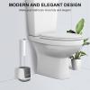 imageSetSail Toilet Brush and Holder 3 Pack Self Closing Lid Toilet Bowl Brushes Holder Extra Long Handle Ventilated Toilet Brush Set for Bathroom Cleaning Nylon Bristles BlackWhite  Grey