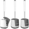 imageSetSail Toilet Brush and Holder 3 Pack Self Closing Lid Toilet Bowl Brushes Holder Extra Long Handle Ventilated Toilet Brush Set for Bathroom Cleaning Nylon Bristles BlackWhite  Grey