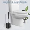 imageSetSail Toilet Brush and Holder 3 Pack Self Closing Lid Toilet Bowl Brushes Holder Extra Long Handle Ventilated Toilet Brush Set for Bathroom Cleaning Nylon Bristles BlackBlack