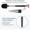 imageSetSail Toilet Brush and Holder 3 Pack Self Closing Lid Toilet Bowl Brushes Holder Extra Long Handle Ventilated Toilet Brush Set for Bathroom Cleaning Nylon Bristles BlackBlack
