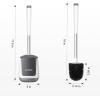 imageSetSail Toilet Brush and Holder 3 Pack Self Closing Lid Toilet Bowl Brushes Holder Extra Long Handle Ventilated Toilet Brush Set for Bathroom Cleaning Nylon Bristles BlackWhite  Grey