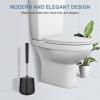 imageSetSail Toilet Brush and Holder 3 Pack Self Closing Lid Toilet Bowl Brushes Holder Extra Long Handle Ventilated Toilet Brush Set for Bathroom Cleaning Nylon Bristles BlackBlack