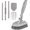imageSetSail Floor Scrub Brush 3In1 Tile Tub Floor Scrubber with 52inch Adjustable Long Handle Shower Cleaner Brush and 3 Detachable Replacement Brush Heads for Cleaning Bathroom Kitchen Walls Tub TileGray