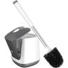 imageSetSail Toilet Brush and Holder 3 Pack Self Closing Lid Toilet Bowl Brushes Holder Extra Long Handle Ventilated Toilet Brush Set for Bathroom Cleaning Nylon Bristles BlackWhite  Grey