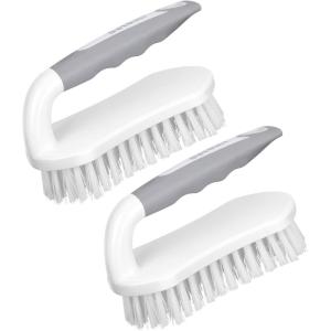 imageSetSail Scrub Brush HeavyDuty Scrub Brushes for Cleaning with Stiff Bristles Cleaning Brush for Shower Bathroom Carpet Kitchen and Bathtub Scrubber  2 PackGrey White2pack