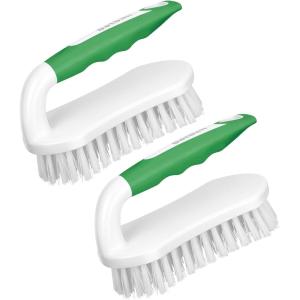 imageSetSail Scrub Brush HeavyDuty Scrub Brushes for Cleaning with Stiff Bristles Cleaning Brush for Shower Bathroom Carpet Kitchen and Bathtub Scrubber  2 PackGreen White2pack
