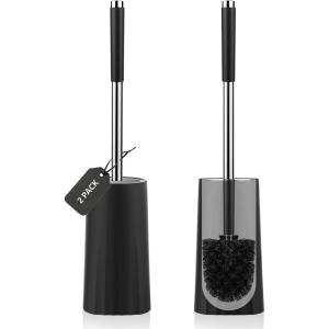 imageSetSail Toilet Brush Compact Size Toilet Bowl Brush and Holder Toilet Brushes for Bathroom with 304 Stainless Steel Handle Toilet Cleaner Brush with Durable Scrubbing Bristles SplashProof2 Packs