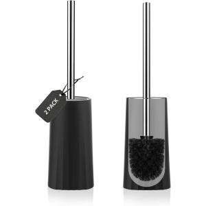 imageSetSail Toilet Brush Compact Size Toilet Bowl Brush and Holder Toilet Brushes for Bathroom with 304 Stainless Steel Handle Toilet Cleaner Brush with Durable Scrubbing Bristles SplashProof2 Packs1