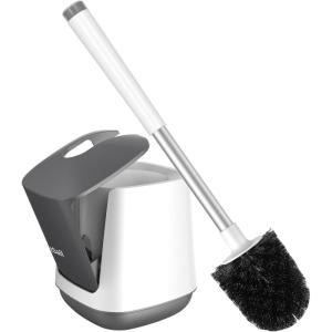 imageSetSail Toilet Brush and Holder 3 Pack Self Closing Lid Toilet Bowl Brushes Holder Extra Long Handle Ventilated Toilet Brush Set for Bathroom Cleaning Nylon Bristles BlackWhite  Grey