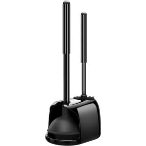 imageSetSail Toilet Brush and Plunger Set Toilet Plungers for Bathroom Heavy Duty Toilet Bowl Brush and Holder Hidden Toilet Plunger and Brush Set for Deeply Cleaning  BlackBlack