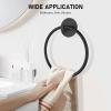 imageSetSail Adhesive Towel Holder for Bathroom Wall Matte Black Hand Towel Ring 304 Stainless Steel Towel Hanger for Bathroom KitchenBlack