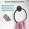 imageSetSail Adhesive Towel Holder for Bathroom Wall Matte Black Hand Towel Ring 304 Stainless Steel Towel Hanger for Bathroom KitchenBlack