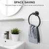 imageSetSail Bathroom Hardware Set Silver 304 Stainless Steel Bathroom Accessories Set Includes Towel Holder and 2 Pack Towel Hooks Drill HoleBlack