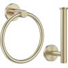 imageSetSail Bathroom Hardware Set Silver 304 Stainless Steel Bathroom Accessories Set Includes Towel Holder and 2 Pack Towel Hooks Drill HoleGold