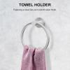 imageSetSail Bathroom Hardware Set Silver 304 Stainless Steel Bathroom Accessories Set Includes Towel Holder and 2 Pack Towel Hooks Drill HoleSilver