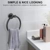 imageSetSail Towel Holder for Bathroom Wall Matte Black Towel Ring 304 Stainless Steel Hand Towel Holder Heavy Duty Towel Hanger for Bath KitchenBlack