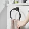 imageSetSail Towel Holder for Bathroom Wall Matte Black Towel Ring 304 Stainless Steel Hand Towel Holder Heavy Duty Towel Hanger for Bath KitchenBlack