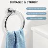 imageSetSail Towel Holder for Bathroom Wall Matte Black Towel Ring 304 Stainless Steel Hand Towel Holder Heavy Duty Towel Hanger for Bath KitchenMirrorsilver
