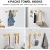 imageSetSail Towel Hooks for Bathrooms 2 Packs Screwin Matte Black Bathroom Towel Hook Wall Mounted 304 Stainless Steel Shower Towel Hooks for Coat Hanging Drilling HoleGold