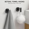 imageSetSail Towel Hooks for Bathrooms 2 Packs Screwin Matte Black Bathroom Towel Hook Wall Mounted 304 Stainless Steel Shower Towel Hooks for Coat Hanging Drilling HoleBlack