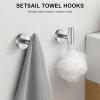 imageSetSail Towel Hooks for Bathrooms 2 Packs Screwin Matte Black Bathroom Towel Hook Wall Mounted 304 Stainless Steel Shower Towel Hooks for Coat Hanging Drilling HoleSilver