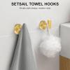 imageSetSail Towel Hooks for Bathrooms 2 Packs Screwin Matte Black Bathroom Towel Hook Wall Mounted 304 Stainless Steel Shower Towel Hooks for Coat Hanging Drilling HoleGold
