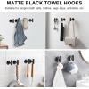 imageSetSail Towel Hooks for Bathrooms 2 Packs Screwin Matte Black Bathroom Towel Hook Wall Mounted 304 Stainless Steel Shower Towel Hooks for Coat Hanging Drilling HoleBlack