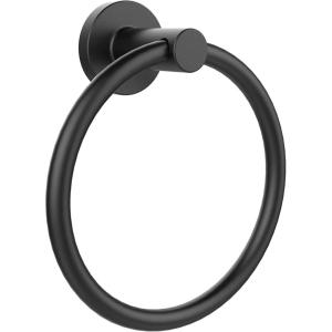 imageSetSail Towel Holder for Bathroom Wall Matte Black Towel Ring 304 Stainless Steel Hand Towel Holder Heavy Duty Towel Hanger for Bath KitchenBlack