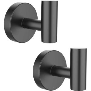 imageSetSail Towel Hooks for Bathrooms 2 Packs Screwin Matte Black Bathroom Towel Hook Wall Mounted 304 Stainless Steel Shower Towel Hooks for Coat Hanging Drilling HoleBlack