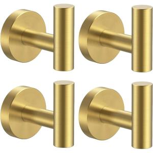 imageSetSail Towel Hooks for Bathrooms 2 Packs Screwin Matte Black Bathroom Towel Hook Wall Mounted 304 Stainless Steel Shower Towel Hooks for Coat Hanging Drilling HoleGold