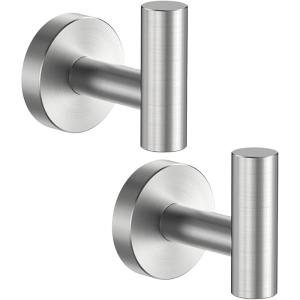 imageSetSail Towel Hooks for Bathrooms 2 Packs Screwin Matte Black Bathroom Towel Hook Wall Mounted 304 Stainless Steel Shower Towel Hooks for Coat Hanging Drilling HoleSilver