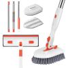imageSetSail 4in1 Tile Tub Floor Scrubber with 52inch Adjustable Long Handle Shower Cleaner Brush Comes with Window Scrubber and 3 Replacement Brush Heads for Cleaning Bathroom Kitchen Walls Tub Tile